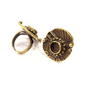 Antique Bronze Ring Blank Ring Setting inlay Blank Mosaic Bezel Base Cabochon Mountings (10mm Blank ) Antique Bronze Plated Brass G10160