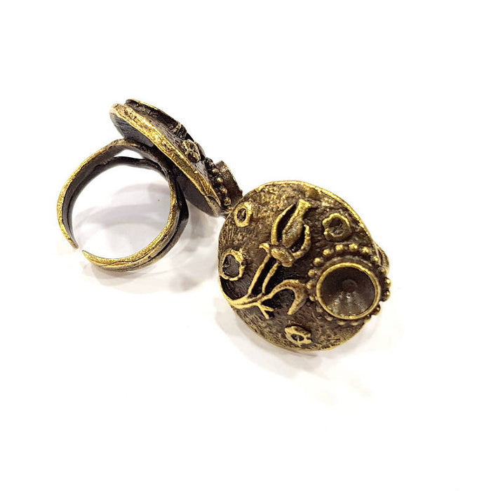 Antique Bronze Ring Blank Ring Setting inlay Blank Mosaic Bezel Base Cabochon Mountings (6mm Blank ) Antique Bronze Plated Brass G10162