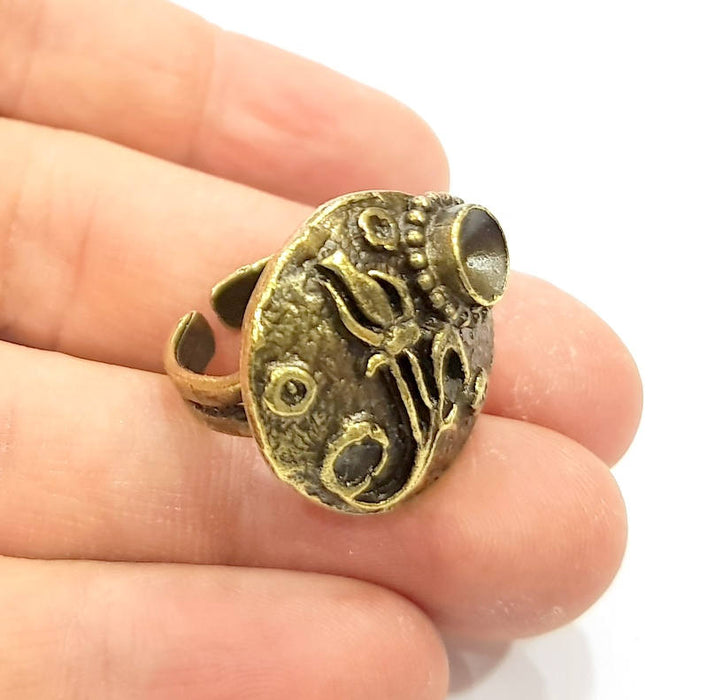 Antique Bronze Ring Blank Ring Setting inlay Blank Mosaic Bezel Base Cabochon Mountings (6mm Blank ) Antique Bronze Plated Brass G10162