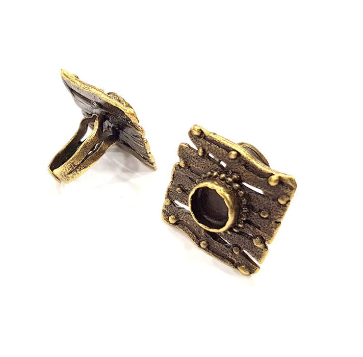 Antique Bronze Ring Blank Ring Setting inlay Blank Mosaic Bezel Base Cabochon Mountings (10mm Blank ) Antique Bronze Plated Brass G10163