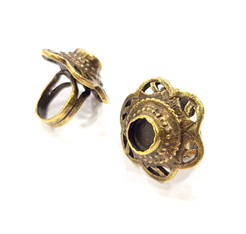 Antique Bronze Ring Blank Ring Setting inlay Blank Mosaic Bezel Base Cabochon Mountings (10mm Blank ) Antique Bronze Plated Brass G10165