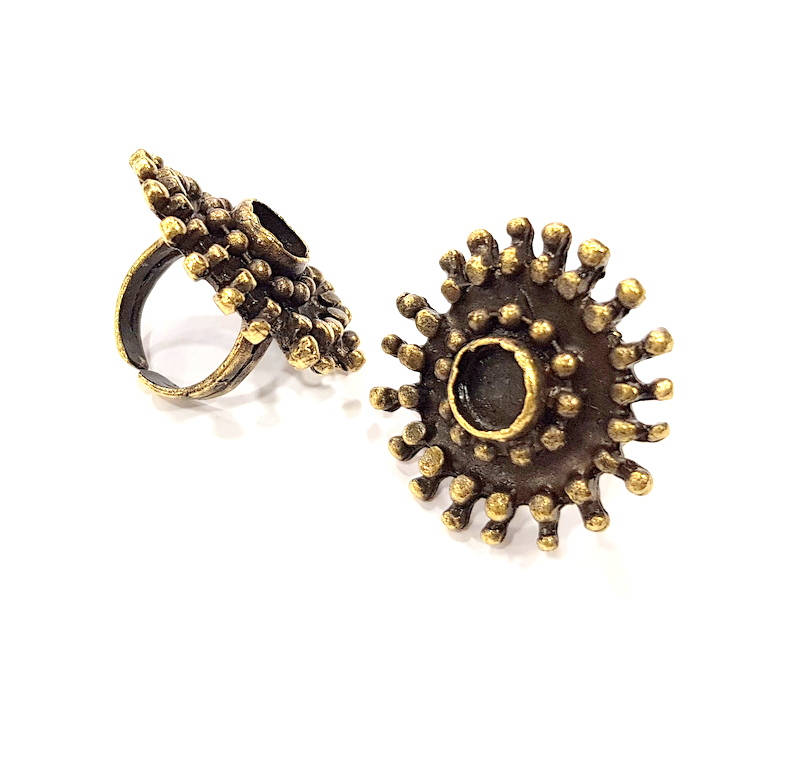 Antique Bronze Ring Blank Ring Setting inlay Blank Mosaic Bezel Base Cabochon Mountings (10mm Blank ) Antique Bronze Plated Brass G10166