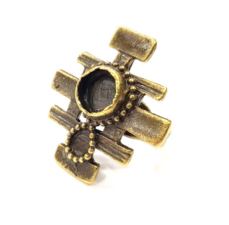 Antique Bronze Ring Blank Ring Setting inlay Blank Mosaic Bezel Base Cabochon Mountings (10mm Blank ) Antique Bronze Plated Brass G10167