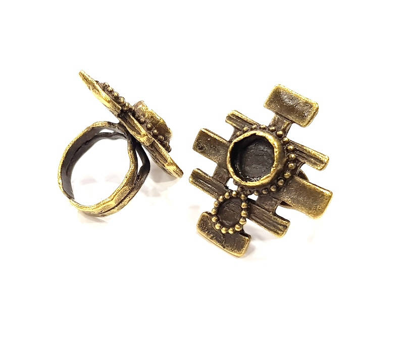 Antique Bronze Ring Blank Ring Setting inlay Blank Mosaic Bezel Base Cabochon Mountings (10mm Blank ) Antique Bronze Plated Brass G10167