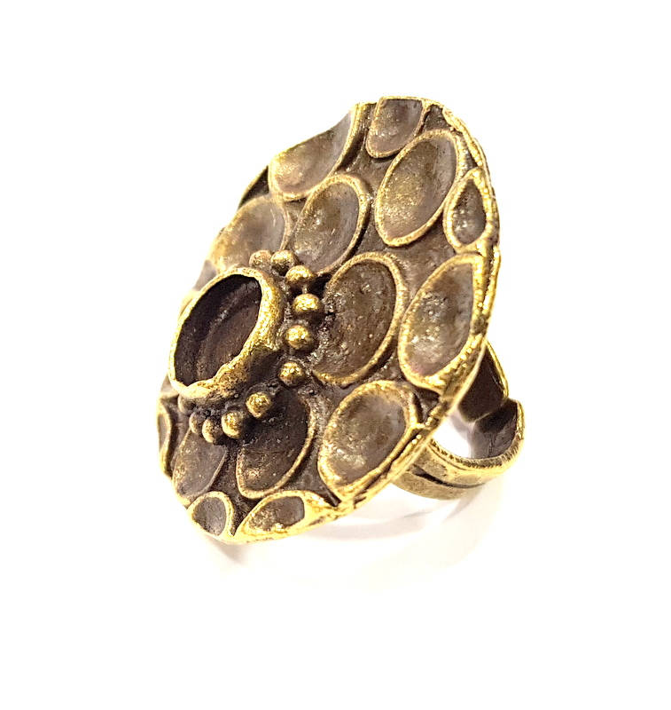 Antique Bronze Ring Blank Ring Setting inlay Blank Mosaic Bezel Base Cabochon Mountings (10mm Blank ) Antique Bronze Plated Brass G10168