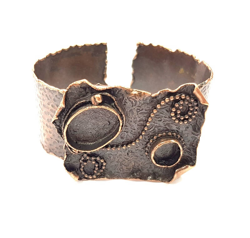 Copper Bracelet Blanks Bangle Blanks Cuff Blanks Adjustable Hammered Bracelet Blank Antique Copper Plated Brass (18x13mm 10mm Blanks ) G9239