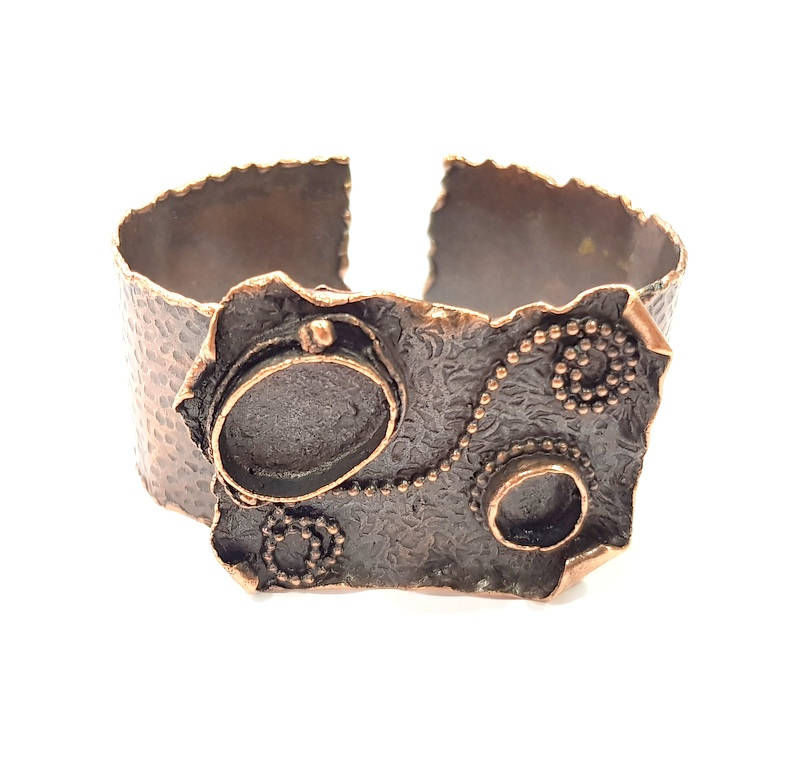 Copper Bracelet Blanks Bangle Blanks Cuff Blanks Adjustable Hammered Bracelet Blank Antique Copper Plated Brass (18x13mm 10mm Blanks ) G9239