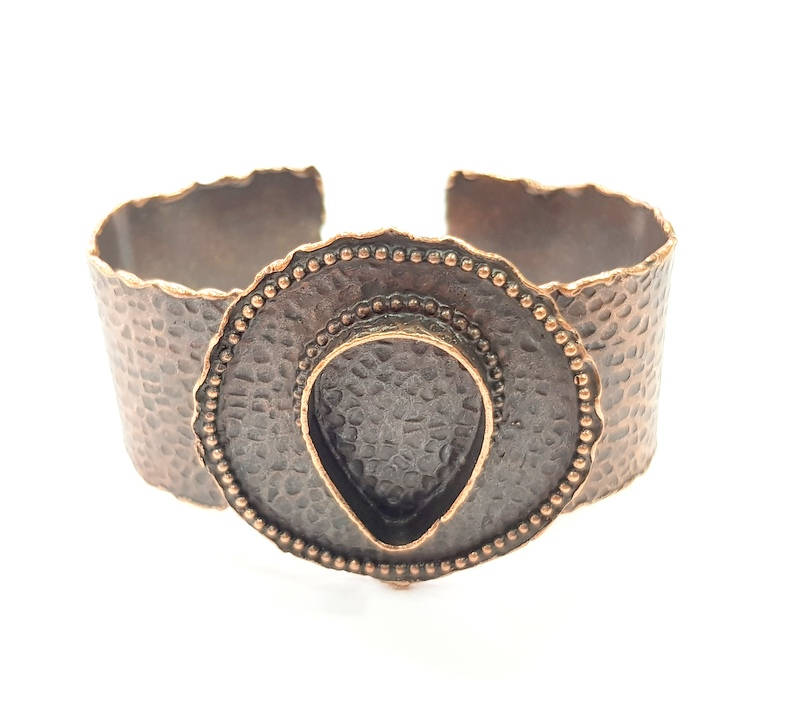 Copper Bracelet Blanks Bangle Blanks Cuff Blanks Adjustable Hammered Bracelet Blank Antique Copper Plated Brass (25x18mm Blanks ) G9240