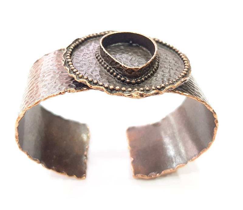 Copper Bracelet Blanks Bangle Blanks Cuff Blanks Adjustable Hammered Bracelet Blank Antique Copper Plated Brass (25x18mm Blanks ) G9240
