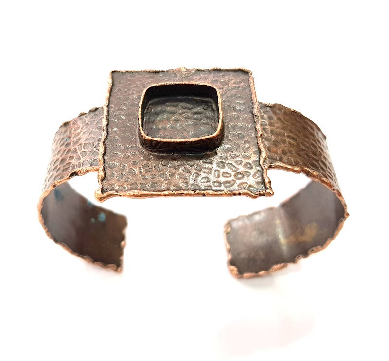 Copper Bracelet Blanks Bangle Blanks Cuff Blanks Adjustable Hammered Bracelet Blank Antique Copper Plated Brass (16x16mm Blanks ) G9245