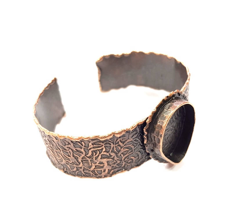 Copper Bracelet Blanks Bangle Blanks Cuff Blanks Adjustable Hammered Bracelet Blank Antique Copper Plated Brass (25x18mm Blanks ) G9247