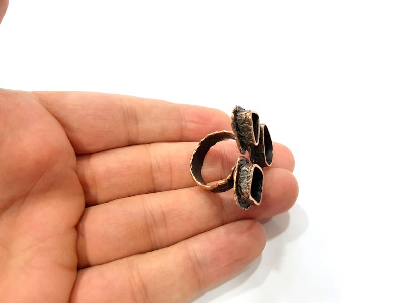 Copper Ring Settings inlay Ring Blank Mosaic Ring Bezel Base Cabochon Mountings (10mm,14x10mm,9x7mm blank) Antique Copper Plated Brass G9276