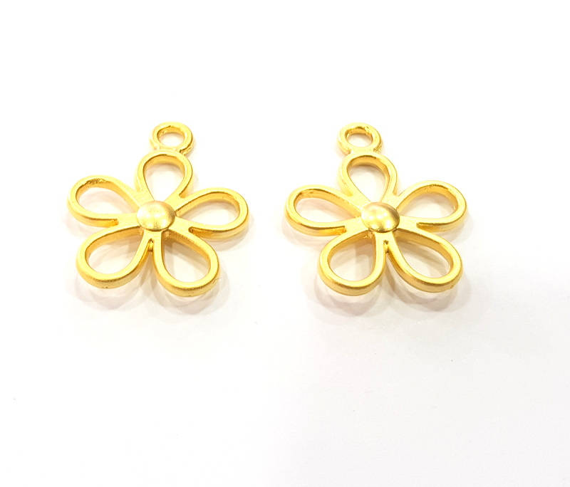 2 Gold Flower Charm Gold Plated Charms  (29x19mm)  G9277