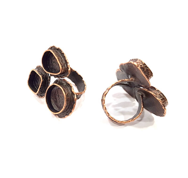 Copper Ring Settings inlay Ring Blank Mosaic Ring Bezel Base Cabochon Mountings (12mm,14x10mm,10mm blank) Antique Copper Plated Brass G9279