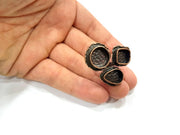 Copper Ring Settings inlay Ring Blank Mosaic Ring Bezel Base Cabochon Mountings (12mm,14x10mm,10mm blank) Antique Copper Plated Brass G9279