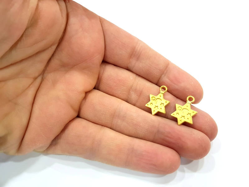 6 Night Sky Charm Gold Charm Gold Plated Charms  (19X14mm)  G10170