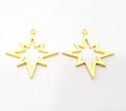 2 North Star Charm Gold Charm Gold Plated Charms  (38x33mm)  G13725