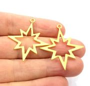 2 North Star Charm Gold Charm Gold Plated Charms  (38x33mm)  G13725
