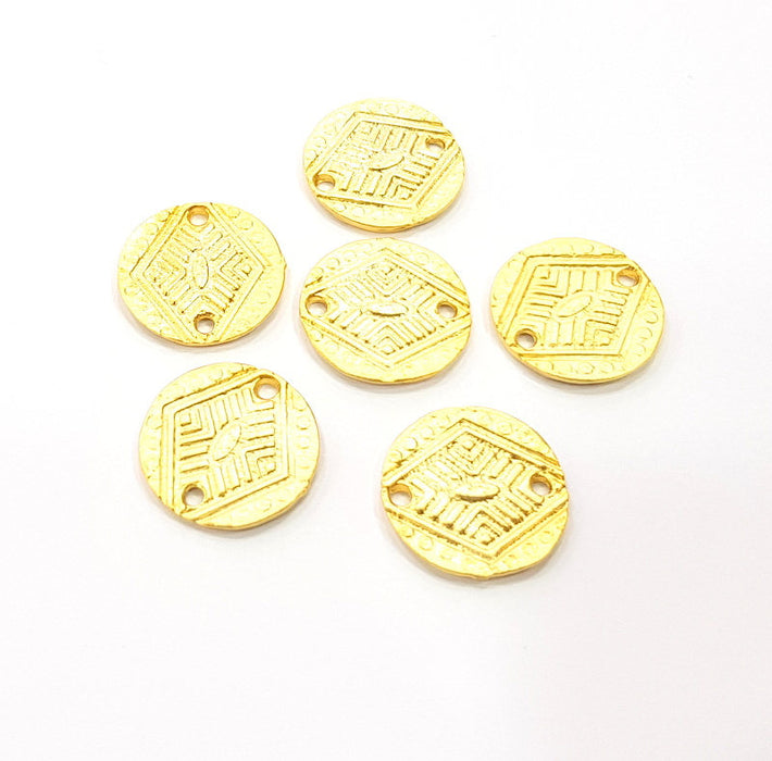 6 Gold Charm Gold Plated Charms  (15mm)  G10172