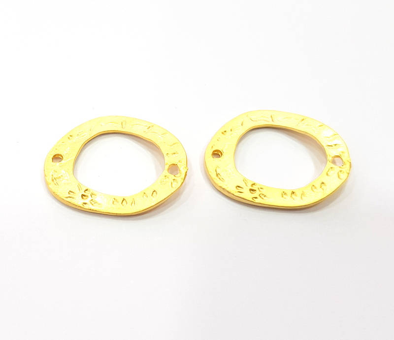 4 Gold Connector Charm Gold Plated Charms  (27x22mm)  G14431