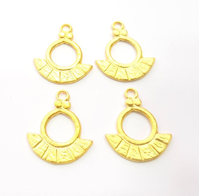 4 Gold Charm Gold Plated Charms  (25x21mm)  G10175