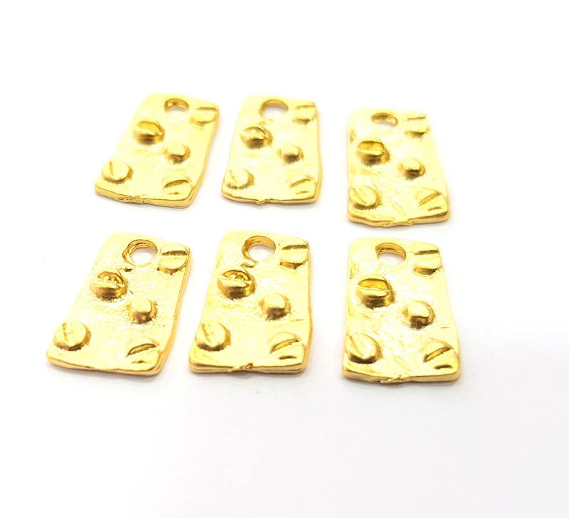 6 Gold Charm Matt Gold Plated Charms  (15x9mm)  G10177