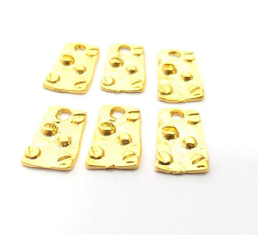 6 Gold Charm Matt Gold Plated Charms  (15x9mm)  G10177