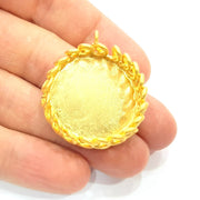 Gold Pendant Blank Mosaic Base inlay Blank Necklace Blank Resin Blank Mountings Gold Plated Brass ( 28mm blank ) G10179
