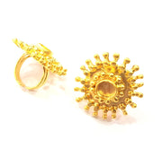 Gold Ring Settings Blank inlay Ring Mosaic Ring Bezel Base Cabochon Mountings Adjustable (10mm blank ) Gold Plated Brass G10180