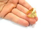 Gold Ring Settings Blank inlay Ring Mosaic Ring Bezel Base Cabochon Mountings Adjustable (20mm blank ) Gold Plated Brass G10187