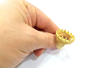 Gold Ring Settings Blank inlay Ring Mosaic Ring Bezel Base Cabochon Mountings Adjustable (25x18mm blank ) Gold Plated Brass G10191
