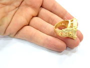 Gold Ring Settings Blank inlay Ring Mosaic Ring Bezel Base Cabochon Mountings Adjustable (18mm blank ) Gold Plated Brass G10192