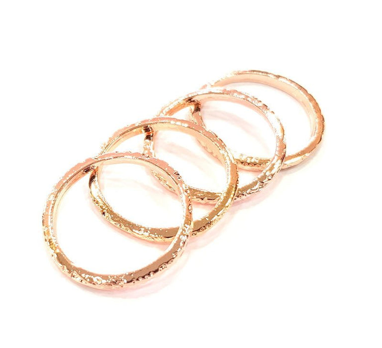 4 Rose Gold Circle Charms Rose Gold Plated Connectors (20 mm)  G10200