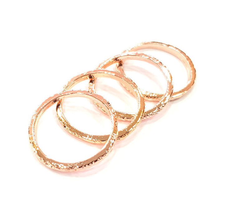 4 Rose Gold Circle Charms Rose Gold Plated Connectors (20 mm)  G10200