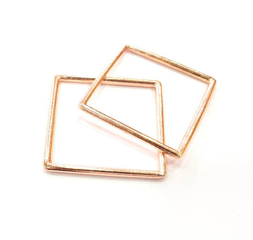 2 Rose Gold Square Charms Rose Gold Plated Connectors (42 mm)  G10202