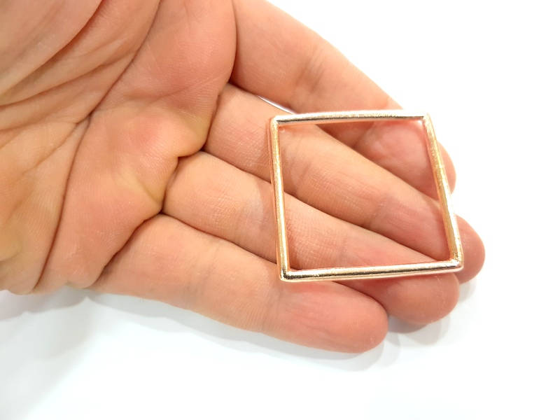 2 Rose Gold Square Charms Rose Gold Plated Connectors (42 mm)  G10202
