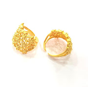 Gold Ring Blank Ring Settings Ring Bezel Base Cabochon Mountings Adjustable  (1mm  blank ) Gold Plated Brass G10219