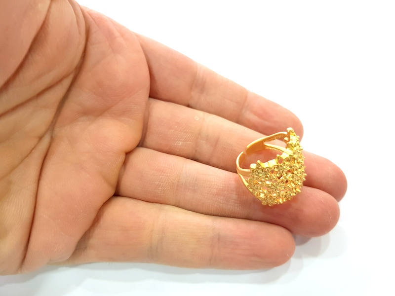 Gold Ring Blank Ring Settings Ring Bezel Base Cabochon Mountings Adjustable  (1mm  blank ) Gold Plated Brass G10219