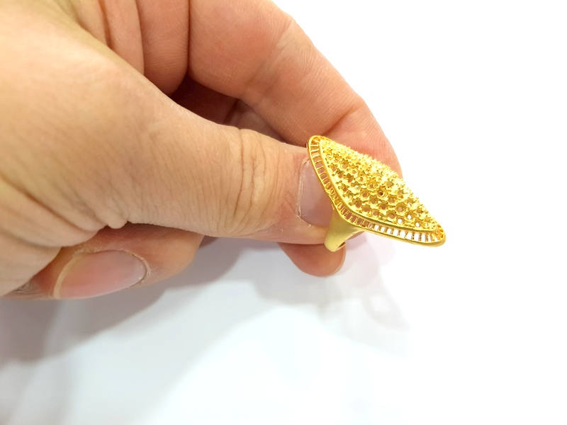 Gold Ring Blank Ring Settings Ring Bezel Base Cabochon Mountings Adjustable  (2mm  blank ) Gold Plated Brass G10222