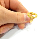 Gold Ring Blank Ring Settings Ring Bezel Base Cabochon Mountings Adjustable  (16x10mm and 2mm blank ) Gold Plated Brass G10255