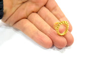 Gold Ring Blank Ring Settings Ring Bezel Base Cabochon Mountings Adjustable  (16x10mm and 2mm blank ) Gold Plated Brass G10255