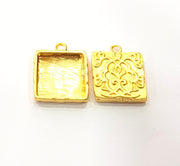 2 Gold Pendant Blank Base Setting Necklace Blank Resin Blank Mountings inlay Blank Gold Plated Blank ( 15x15mm blank ) G10258