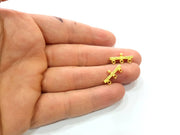 4 Gold End Bar Separator Findings  (18x8 mm) , Gold Plated Metal G10262