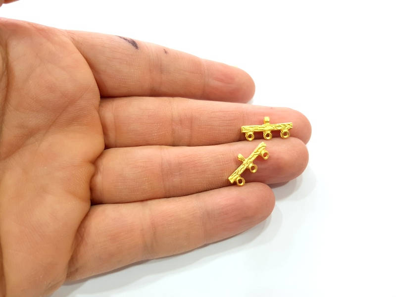 4 Gold End Bar Separator Findings  (18x8 mm) , Gold Plated Metal G10262