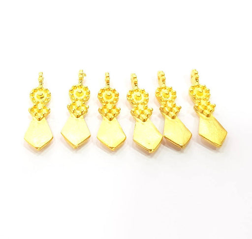 6 Gold Charm Gold Plated Charms  (25x7mm)  G10264