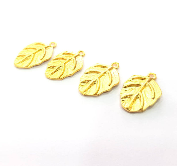 4 Leaf Charm Gold Charm Gold Plated Charms  (22x13mm)  G10269
