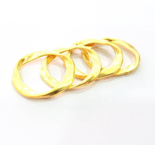 4 Gold Circle Gold Plated Circle Round Connector Pendants (27mm)  G10270