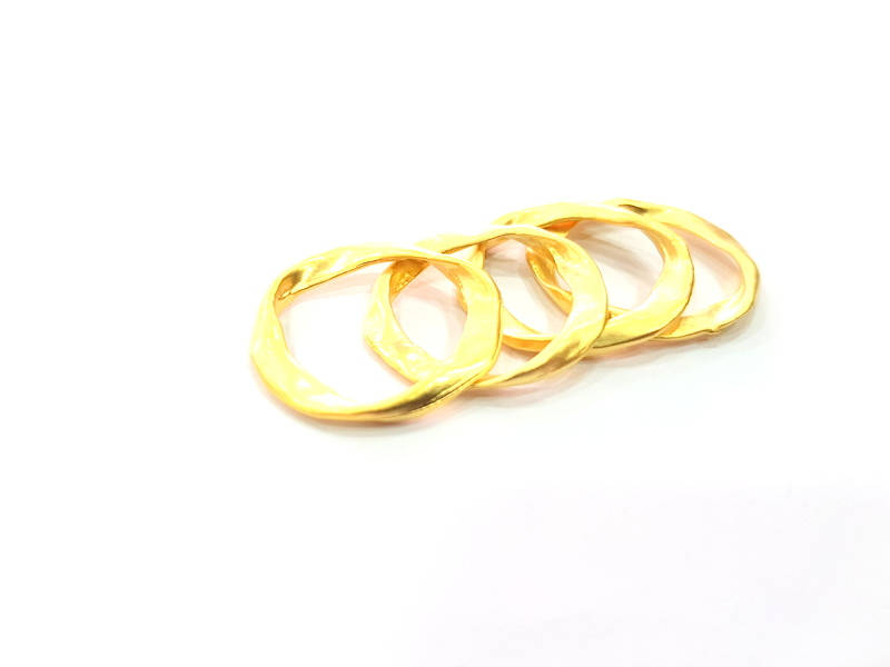 10 Gold Circle Gold Plated Circle Round Connector Pendants (27mm)  G10270