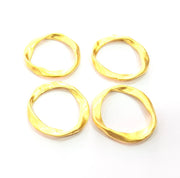 4 Gold Circle Gold Plated Circle Round Connector Pendants (27mm)  G10270
