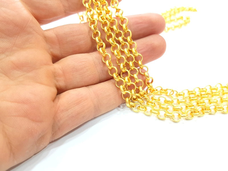 Gold Rolo Chain Gold Plated Rolo Chain 1 Meter - 3.3 Feet  (5 mm)  G9592